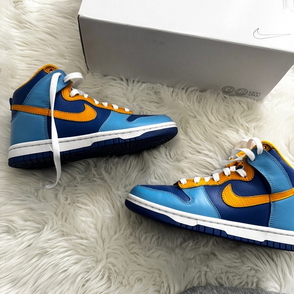 Nike High Tops Dunks Blue Yellow Custom Nike By You - Picture 2 of 4